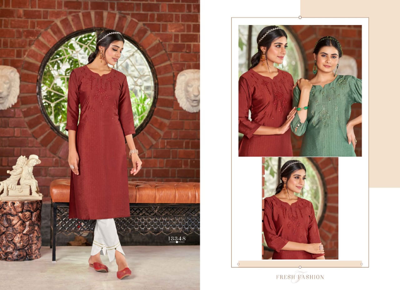 Kalaroop Alisha Wholesale Embroidery Designer Long Kurtis